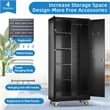 Pemberly Row Metal Broom Closet Storage Cabinet in Black