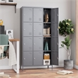 Pemberly Row Metal 12 Door lockers for Multi-purpose Use in Dark Grey