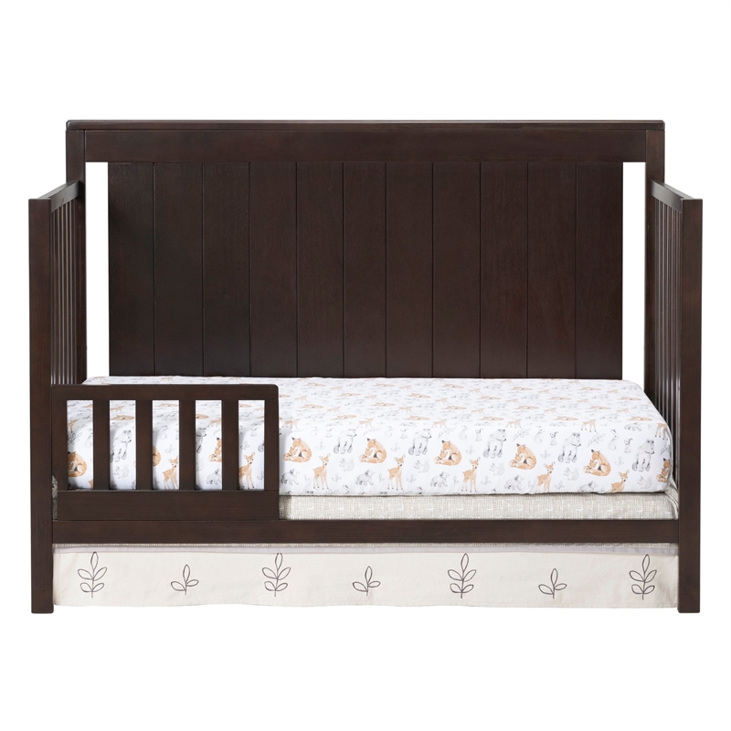 Pemberly Row Modern Wood Toddler Guard Rail in Espresso Finish