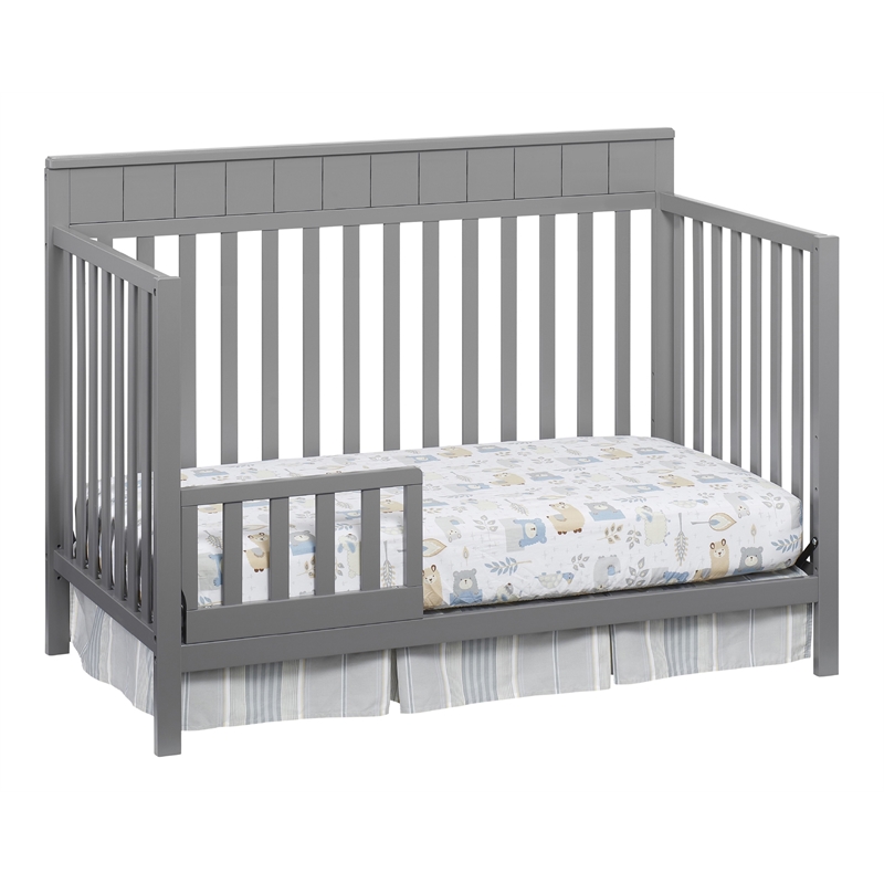 Pemberly Row Modern Wood Toddler Guard Rail in Dove Gray Finish