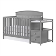 Pemberly Row Wood Crib And Changer Combo in Dove Gray Finish