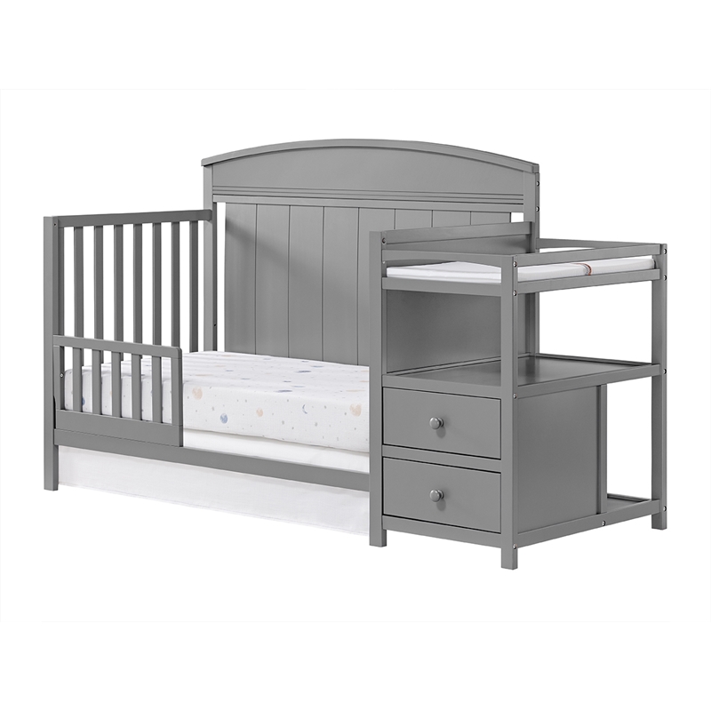 Pemberly Row Contemporary Wood Guard Rail in Dove Gray Finish