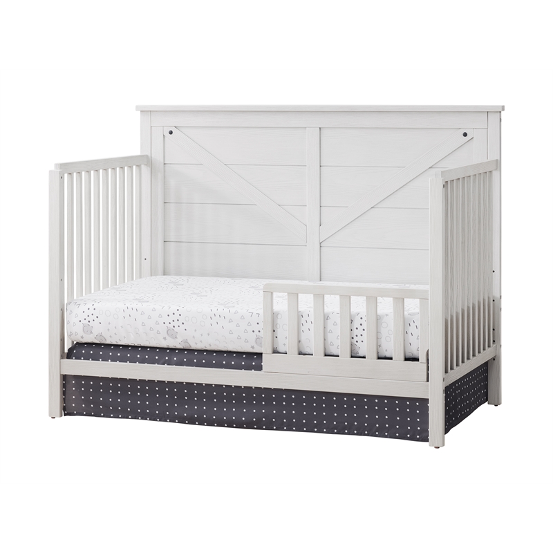 Pemberly Row Modern Farmhouse Wood Guard Rail in Off White Finish