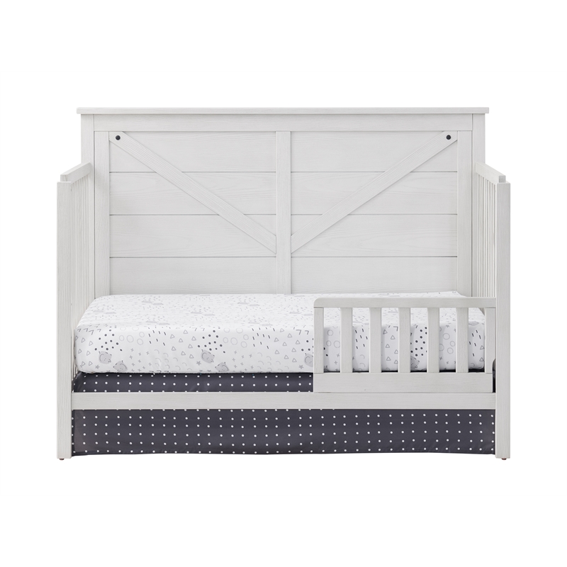 Pemberly Row Modern Farmhouse Wood Guard Rail in Off White Finish