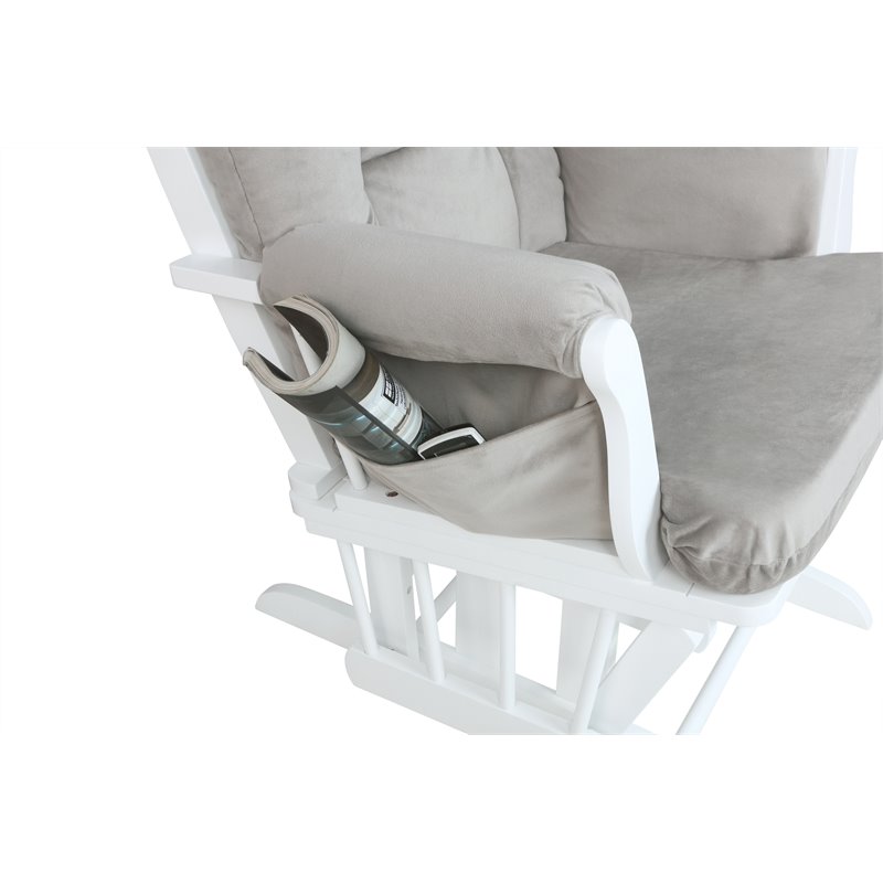 Pemberly Row Contemporary Solid Wood Glider Chair and Ottoman in White