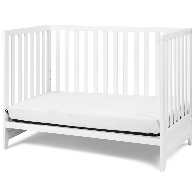 Pemberly Row Contemporary 3-in-1 Solid Wood Convertible Crib in White