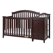 Pemberly Row Solid Wood 4-in-1 Convertible Crib & Changer in Espresso