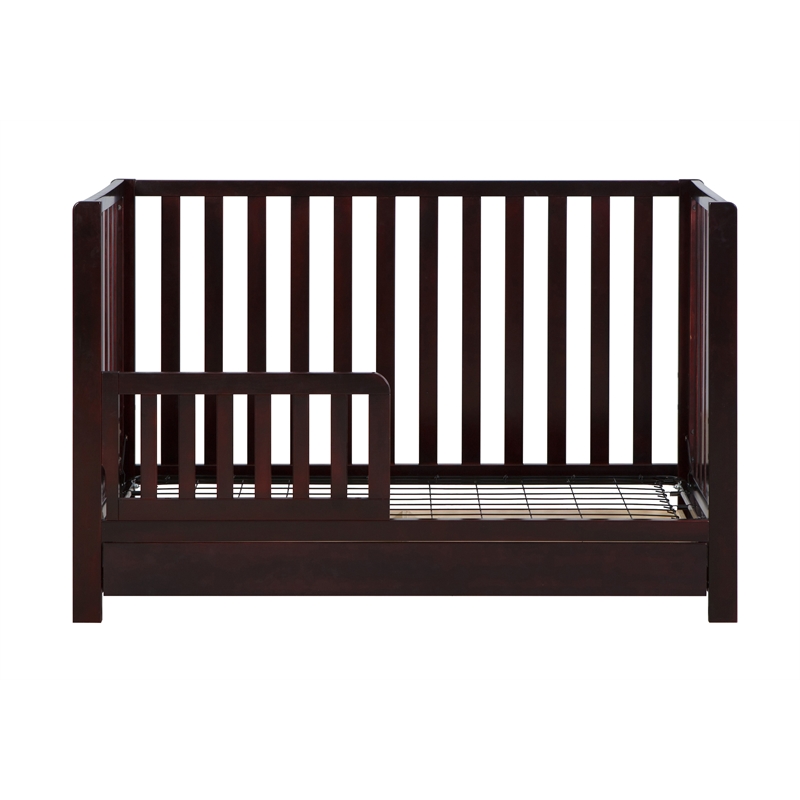 Pemberly Row Contemporary 4-in-1 Convertible Crib with Drawer Espresso