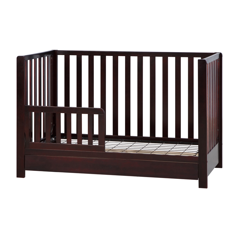 Pemberly Row Contemporary 4-in-1 Convertible Crib with Drawer Espresso