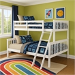 Pemberly Row Contemporary Twin Over Full Bunk Bed in White Finish