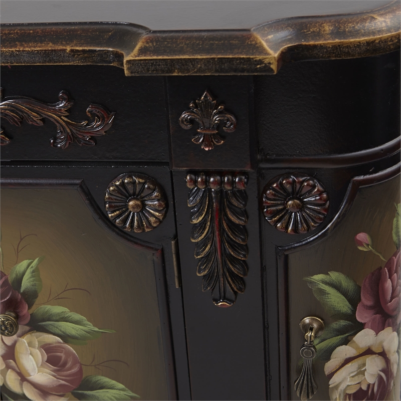 Pemberly Row French Vintage 2-Curved Door/2-Center Door Accent Chest in Brown