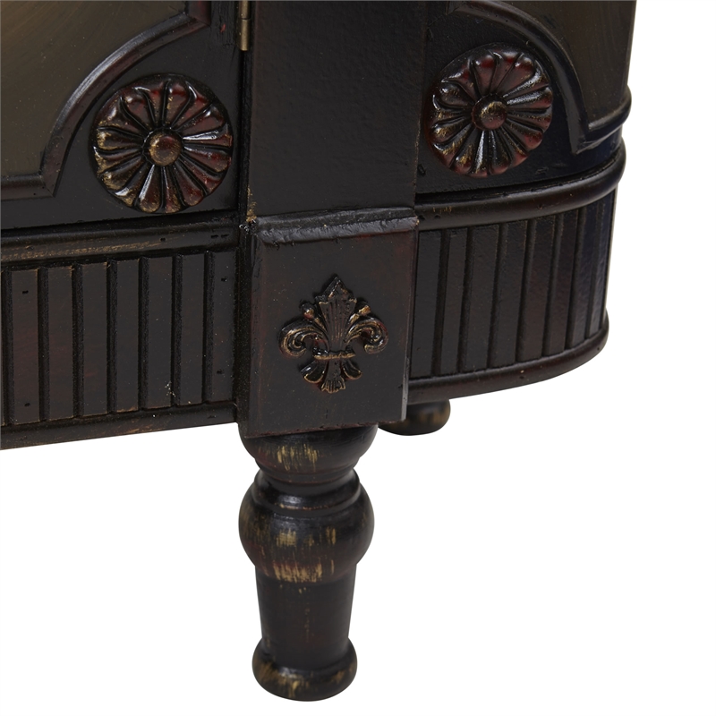 Pemberly Row French Vintage 2-Curved Door/2-Center Door Accent Chest in Brown