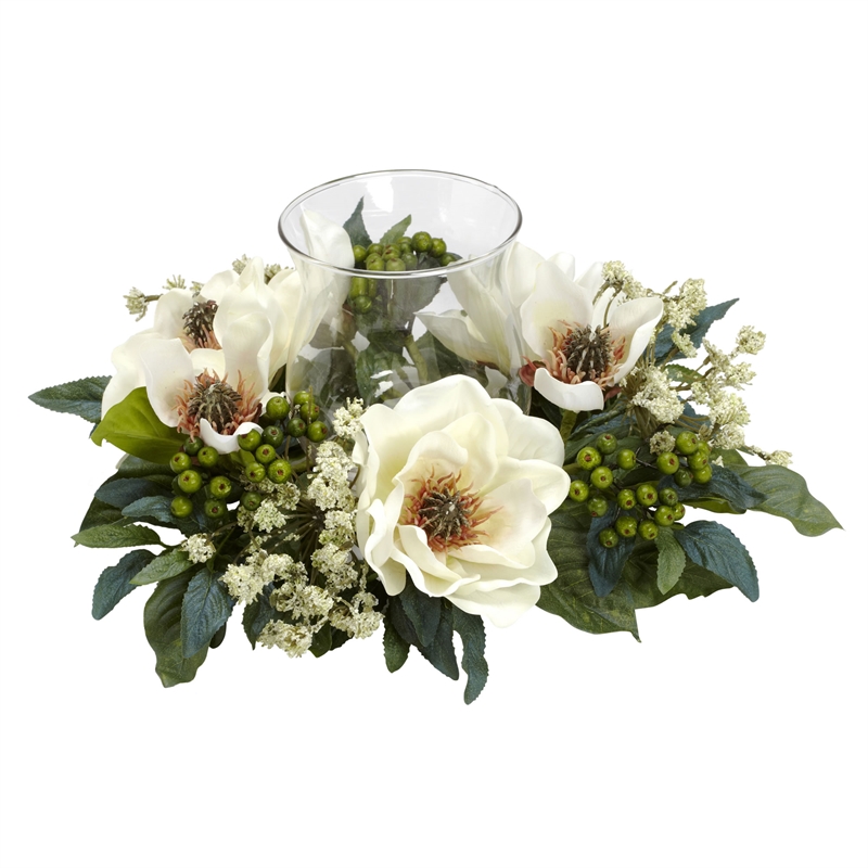 Pemberley Row Silk White Flower Arrangement Candelabrum Circular