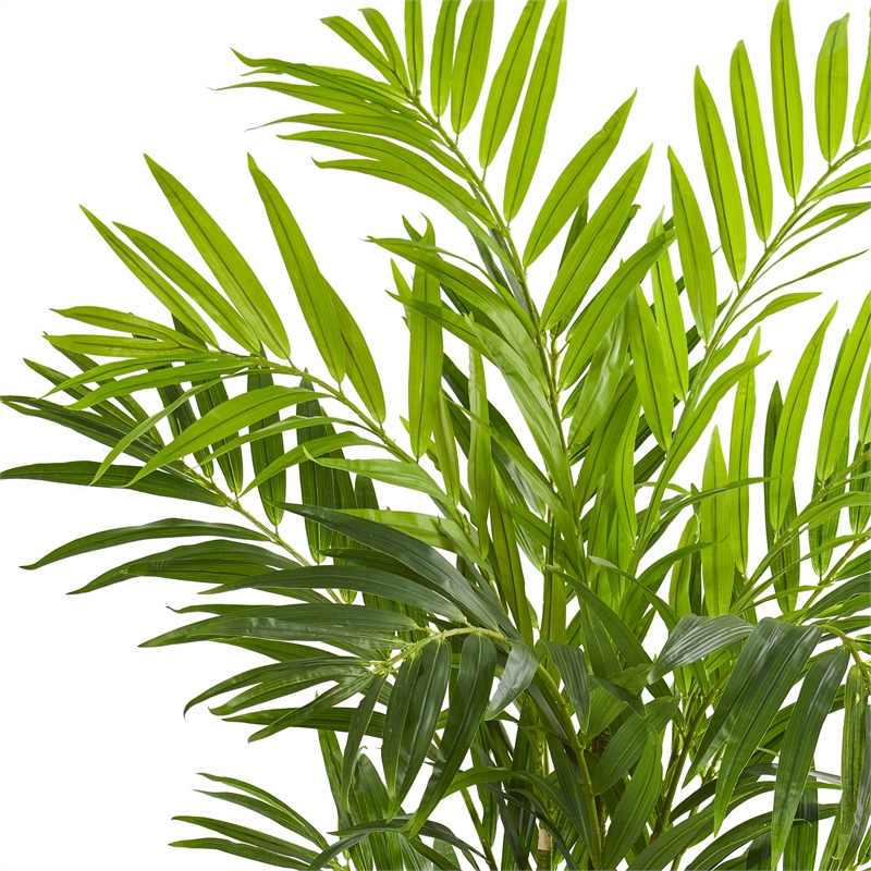 Pemberly Row King Palm Artificial Tree with Feather-Like Foliage - Green/Black