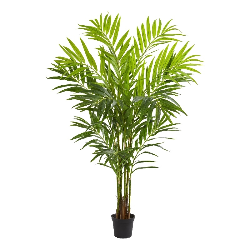 Pemberly Row King Palm Artificial Tree with Feather-Like Foliage - Green/Black