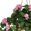 Pemberly Row Geranium Hanging Basket Silk Plant in Pink/Brown