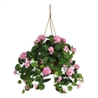 Pemberly Row Geranium Hanging Basket Silk Plant in Pink/Brown