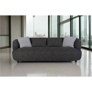Pemberly Row Contemporary 92&quot Mid-Century 3-Seater Sofa in Black