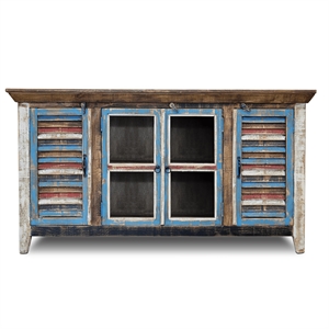 Pemberly Row Contemporary 65&quot Shutter Door TV Stand in Multi Color
