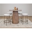 Pemberly Row Contemporary Mango Wood Bar Table Set in Brown Finish