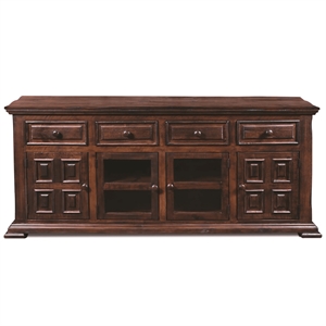 Pemberly Row Contemporary 73&quot Panel Door TV Standin in Brown