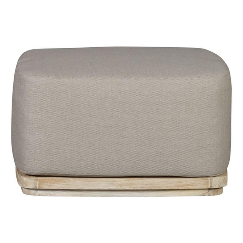 Pemberly Row Outdoor Solid Teak Wood Ottoman Natural Look - Gray