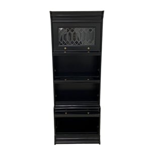 Pemberly Row Contemporary 4 Stack Barrister Bookcase in Black