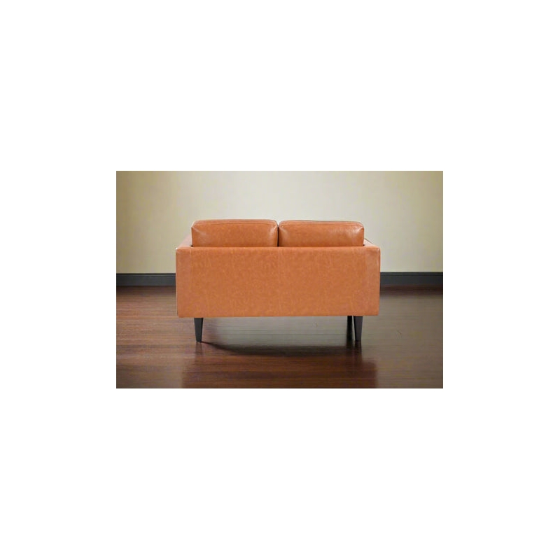 Pemberly Row Contemporary Top Grain Leather Love Seat in Tan