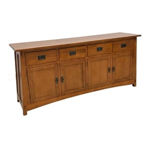 Pemberly Row Contemporary Mission 4 Door 4 Drawer Oak Sideboard - Cherry