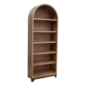 Pemberly Row Contemporary Mango Wood 6 Shelves Bookcase in Brown