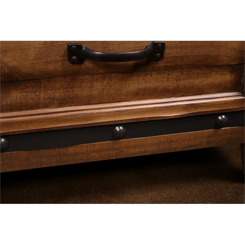 Pemberly Row Solid Pine Wood 2 Drawer Nightstand Brown (Set of 2)