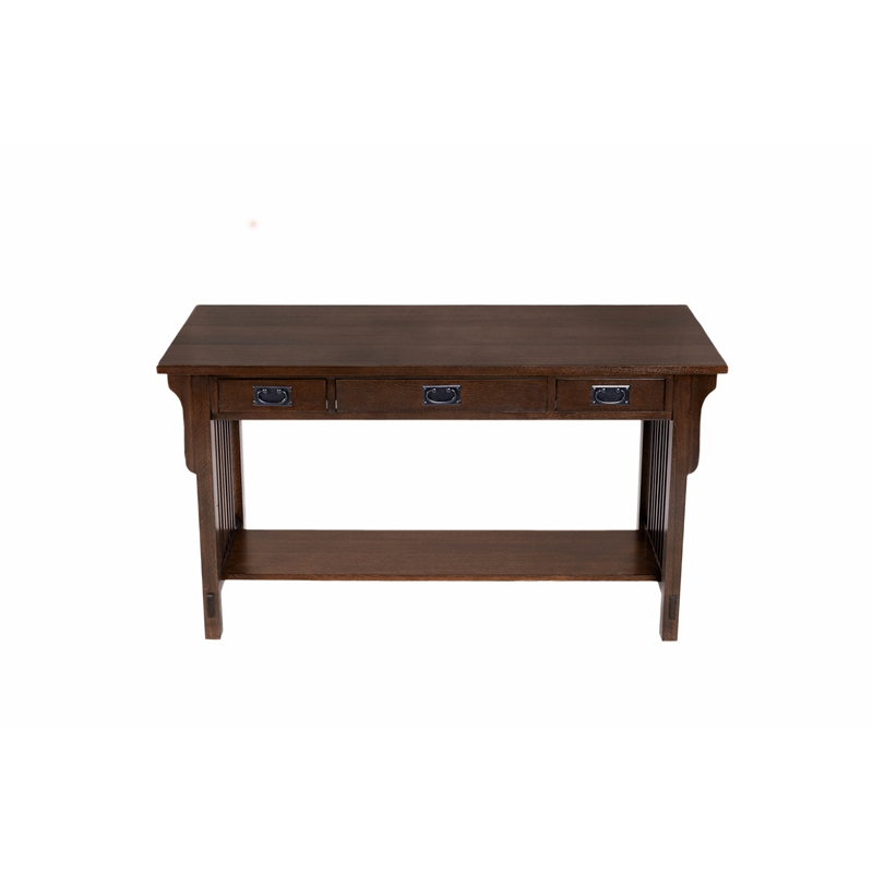 Pemberly Row Mission 3 Drawer Crofter Style Console Table in Walnut