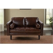 Pemberly Row Contemporary Top Grain Leather Love Seat in Chocolate Brown