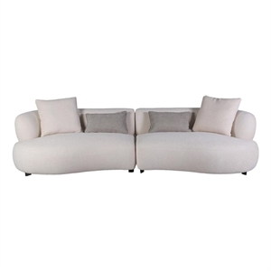 Pemberly Row Contemporary 120&quot Sectional 4-Seater Fabric Sofa - White