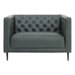 Pemberly Row Contemporary Top Grain Leather 1.5 Arm Chair in Green