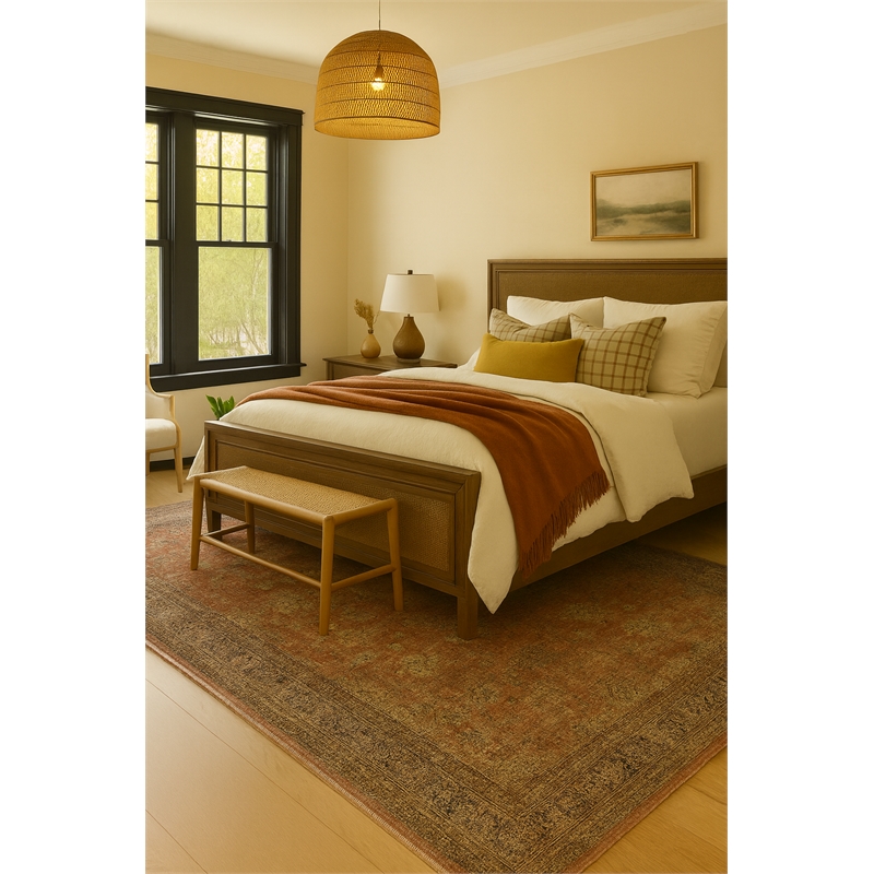 Pemberly Row Ushak Soft Washable Non Slip Area Rug (9' x 12')