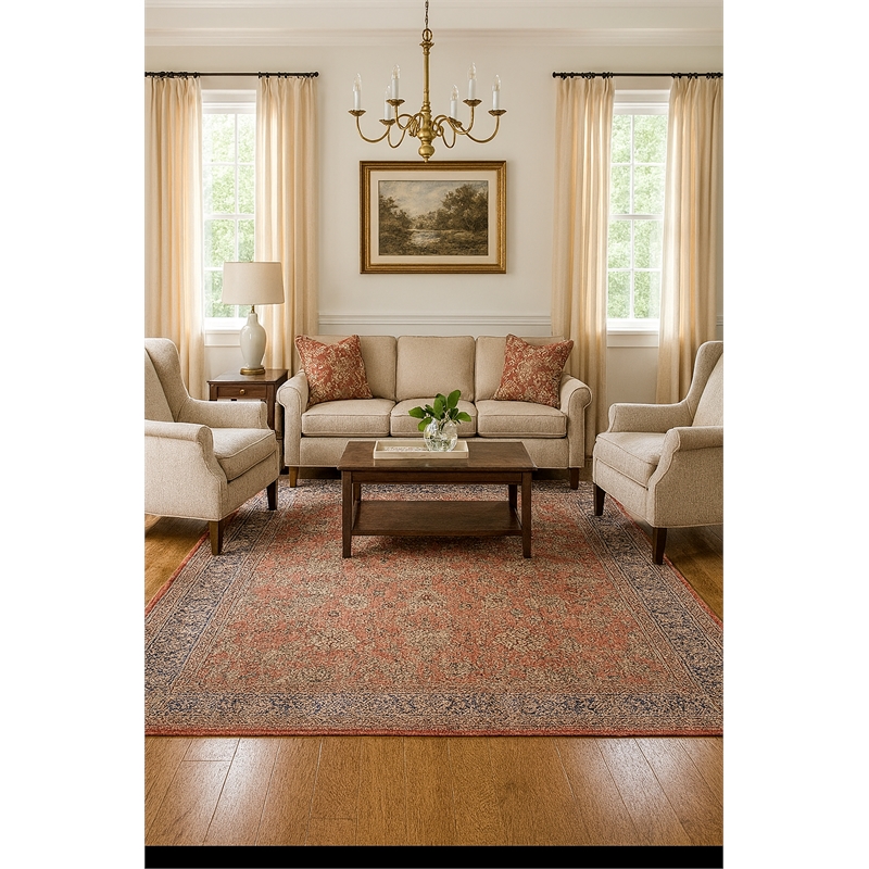Pemberly Row Ushak Soft Washable Non Slip Area Rug (9' x 12')