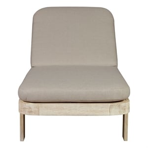Pemberly Row Contemporary Outdoor Solid Teak Wood Sun Lounger in Grey
