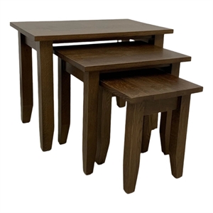 Pemberly Row Contemporary Mission Oak Nesting Tables Set of 3 in Walnut