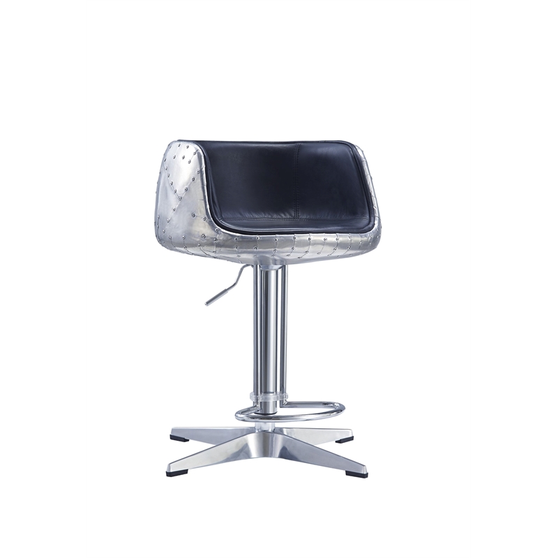 Pemberly Row Contemporary Adjustable Height Bar Stool in Slate