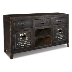 Pemberly Row Contemporary 64&quot Console Cabinet in Black Finish
