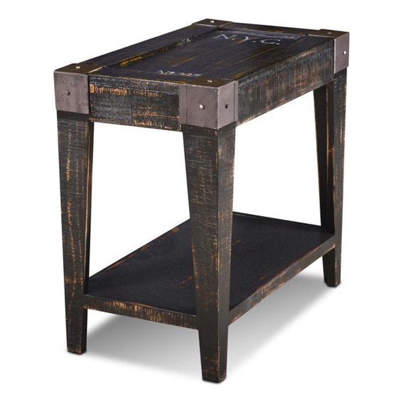 Pemberly Row Contemporary Solid Wood Open Side Table in Black