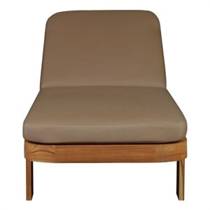 Pemberly Row Outdoor Solid Teak Wood Sun Lounger in Light Brown