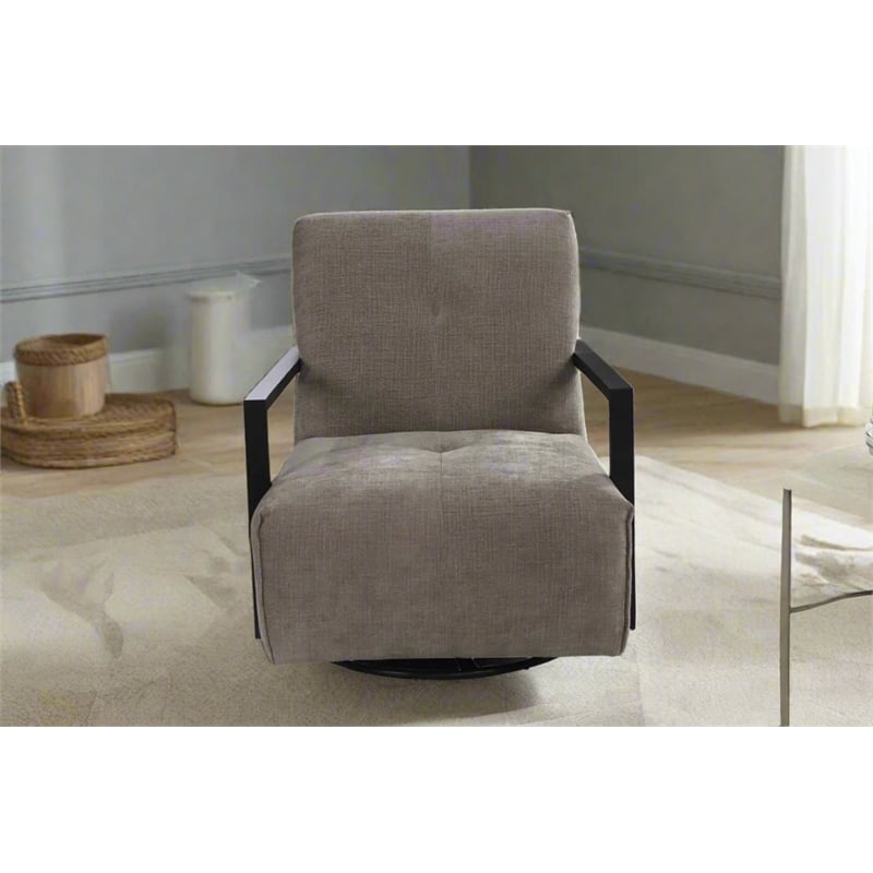 Pemberly Row Contemporary Swivel Fabric Upholstered Arm Chair in Gray