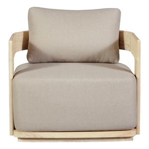 Pemberly Row Outdoor Solid Teak Wood Chair Natural Look in Gray
