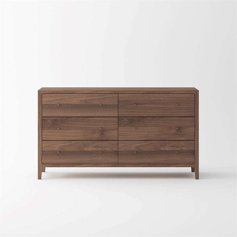 Pemberly Row Mid-Century Solid Black Walnut King Bedroom Set