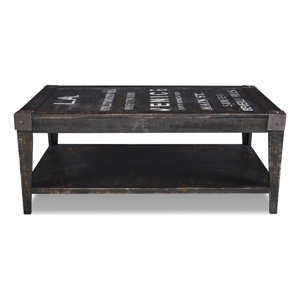 Pemberly Row Contemporary Solid Wood Coffee Table in Black Finish