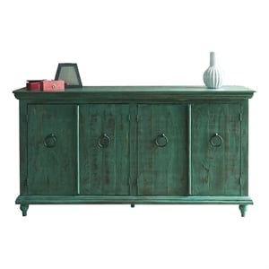 Pemberly Row Contemporary Solid Pine Wood 73&quot 4 Door Sideboard in Green