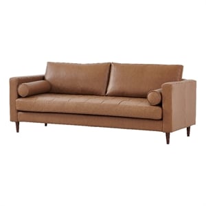 Pemberly Row High Density Sponge Foam Eco Leather Sofa in Light Brown