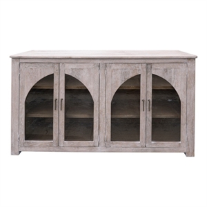 Pemberly Row Contemporary 70&quot Solid Wood 4-Door Console in White
